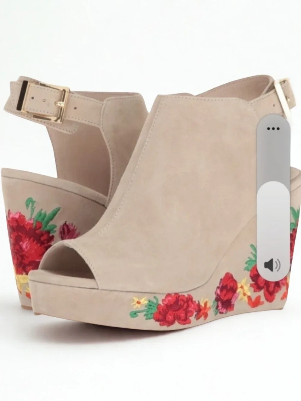 Kenneth Cole Orla Boho Floral Beige Wedge Sandals Size 9